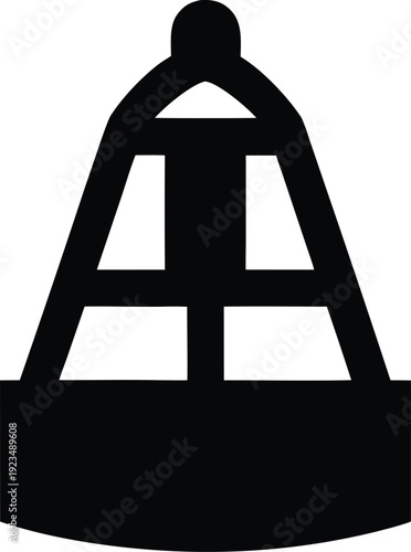 nautical mile marker buoy silhouette vector illustration on transparent background