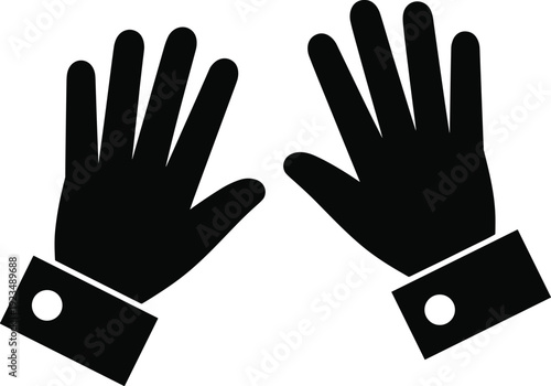 Black Silhouette Icon of Two Open Hands palms fingers