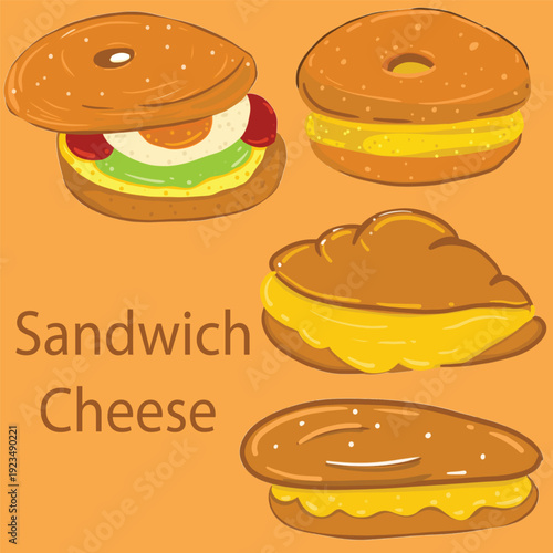 sandwich Cheese drawing color vector illustration