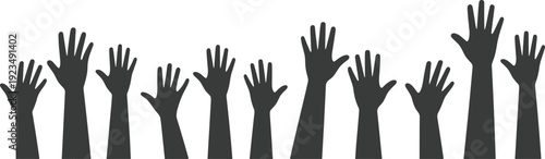 Raised Hands Silhouette Banner illustration