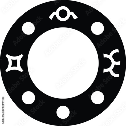 ecliptic path zodiac band silhouette vector illustration on transparent background