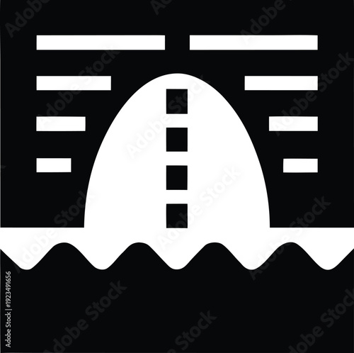 depth sounder wave pulse silhouette vector illustration on transparent background