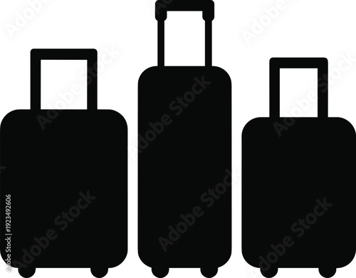 Three Black Suitcases on Wheels illustration untitled