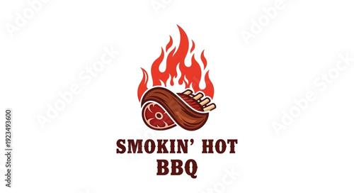 Smokin Hot BBQ Ribs Logo Design.