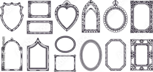 A diverse assortment of ornate and decorative frames in various shapes, perfect for artistic projects
