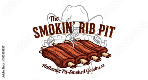 Smokin Rib Pit Logo with Ribs.