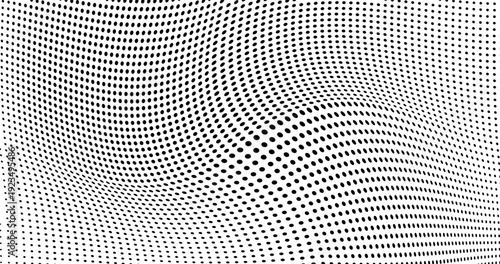 Optical halftone background with warped dotted wave structure.