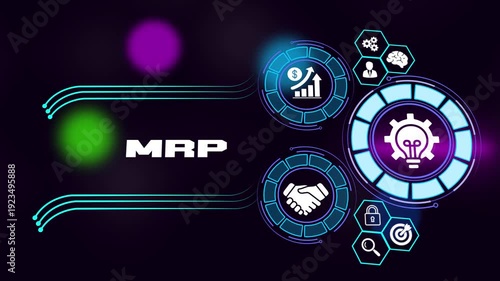 Material requirements planning production management and inventory control concept. Business, Technology, Internet and network concept.