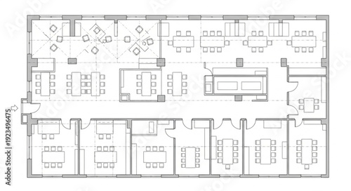 Detailed architectural blueprint showcasing the layout of a buildings interior spaces and design.