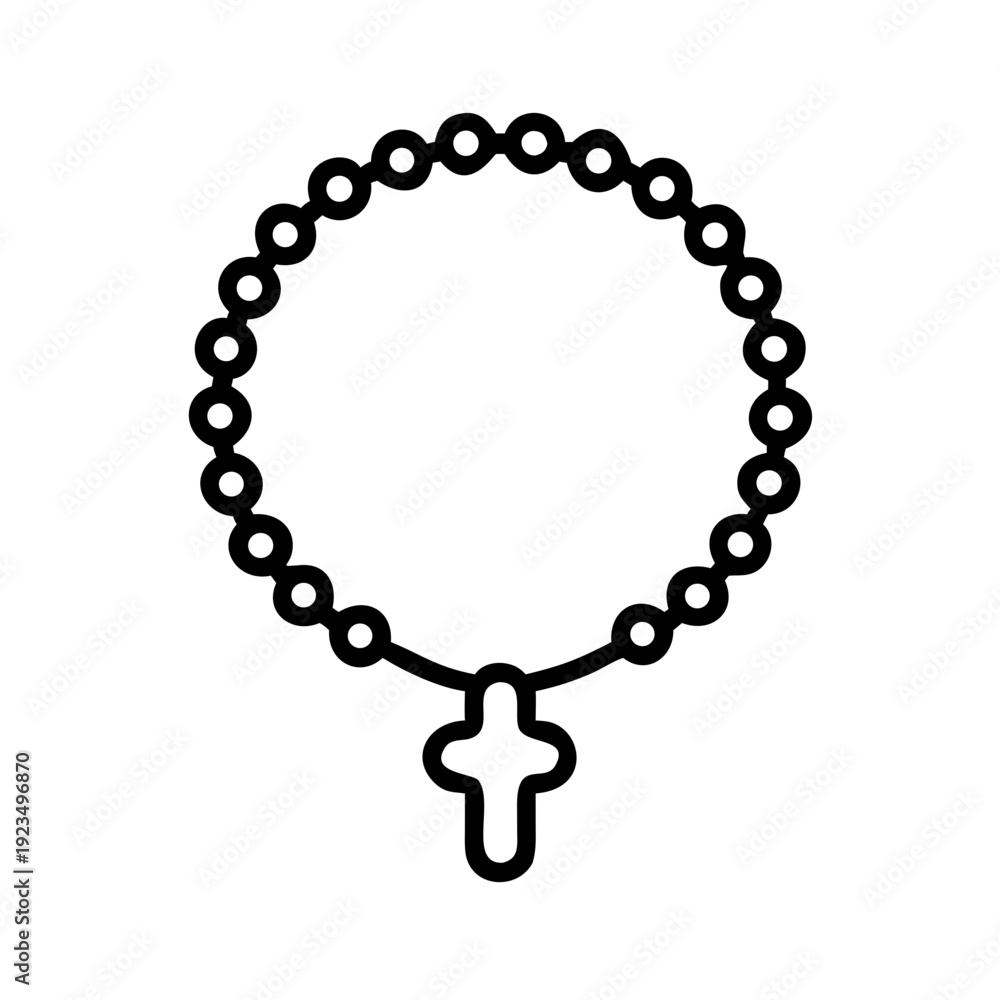 Fototapeta premium Islamic Rosary Tasbih Line Icon