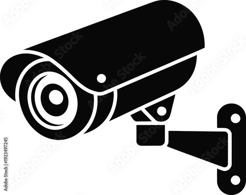 CCTV camera silhouette icon, security surveillance and video monitoring symbol vector illustration