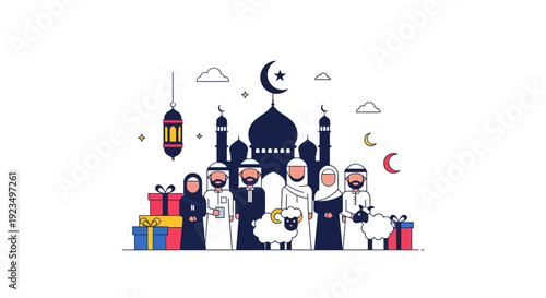 Eid Mubarak Muslim Family.