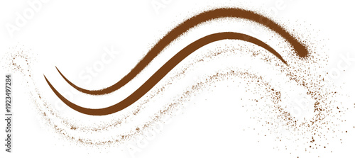 Cinnamon Powder Splash Vector Illustration with Curved Streaks and Dust Particles