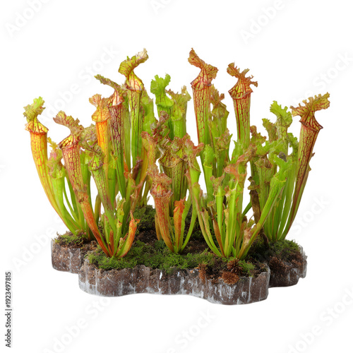 Cluster of Sarracenia Pitcher Plants carnivorous isolated