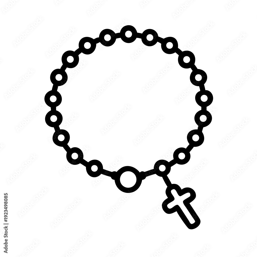 Fototapeta premium Islamic Rosary Tasbih Line Icon