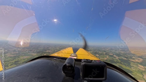 Cockpit view of aerobatic figure in a Cap10 Airplane