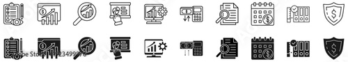 Business Audit icon set. Financial analysis and Assessment symbol. 