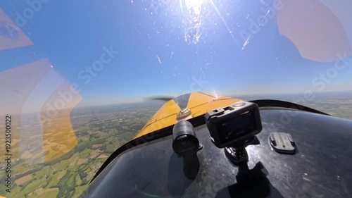 Cockpit view of aerobatic Flight in a Cap10 Airplane