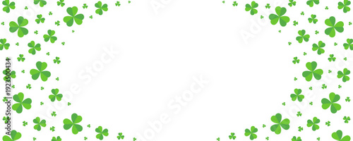 Green shamrock clover leaves festive border with copy space in the center. Perfect for St. Patrick's Day designs. PNG and Vector illustration