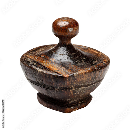 Dark Wood Lidded Bowl with Wooden Knob photo spinning