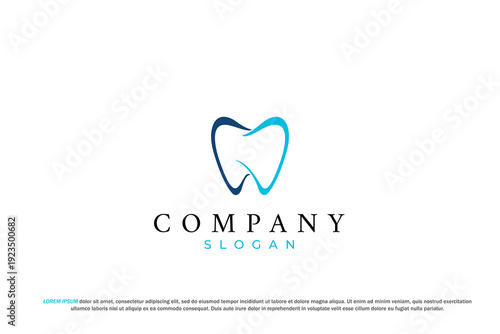 modern blue minimal tooth dental logo