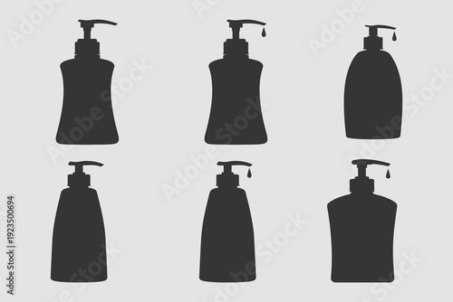 Cosmetic bottles silhouette vector illustration. Various lotion bottle. packaging beauty cream tube design bottle collection. Eps 10