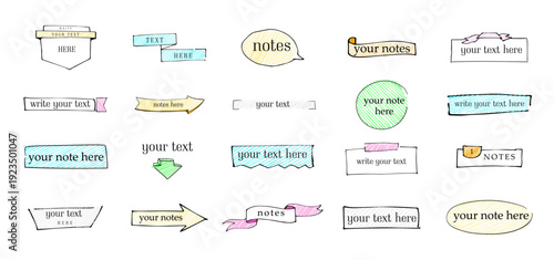 Handwriting text with notes vector. Sketch with Pen scribble. Colorful calligraphy document. Marker and pen sign color.