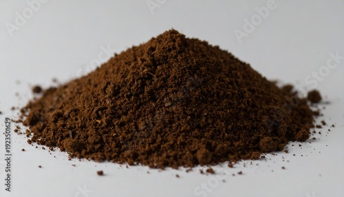 Roasted coffee bean powder isolated with white background