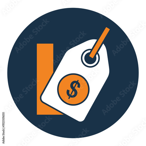 Price tag with dollar sign on white and orange label  business and finance symbol icon