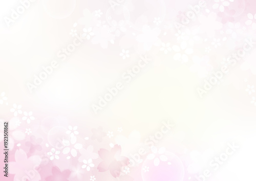 桜の横長春背景 パステルグラデーション 和風さくらバナーテンプレート | 余白あり ベクター素材 A4