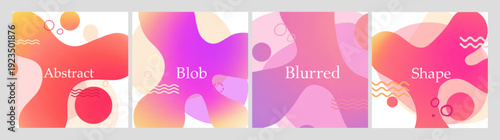 Set shape round gradient blob organic form. Abstract collection irregular blob. Liquid form deformed elements. flyer banner abstract design