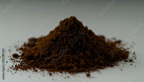 Roasted coffee bean powder isolated with white background
