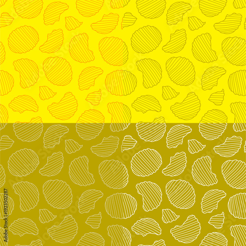 potato chips pattern. doodle potato chips pattern background. potato chips seamless pattern background. unhealthy snacks chips pattern.