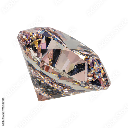 Large Faceted Diamond with Pink and Blue Hues gemstone