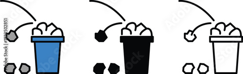 Recycling bins trash can and dustbin set icons vector illustration Isolated on transparent background.
