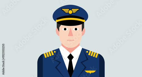 Cartoon illustration of a pilot in uniform.