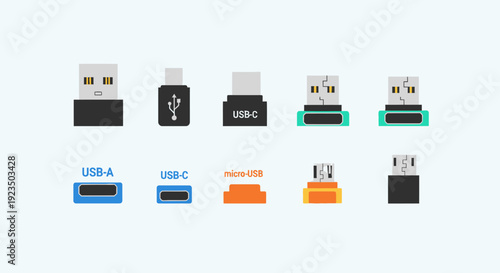 Assorted USB connectors and adapters for various devices.