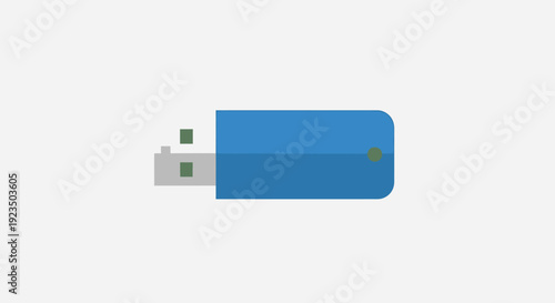 Blue USB Flash Drive on White Background.
