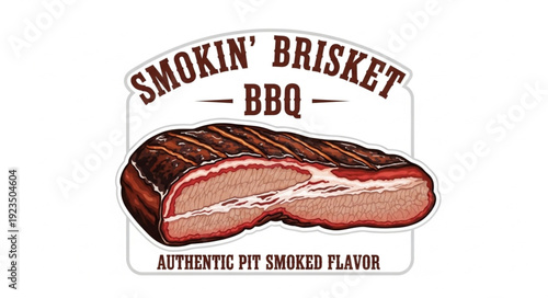 Smoked Brisket BBQ Meat Label Design.