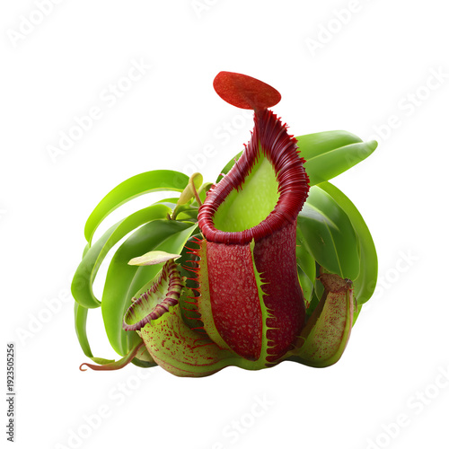 Red and Green Carnivorous Pitcher Plant isolated u1614125799