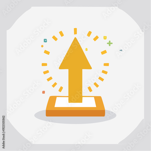 Vibrant Upward Arrow Icon Symbolizing Digital Upload, System Boost, Progress, and Achievement