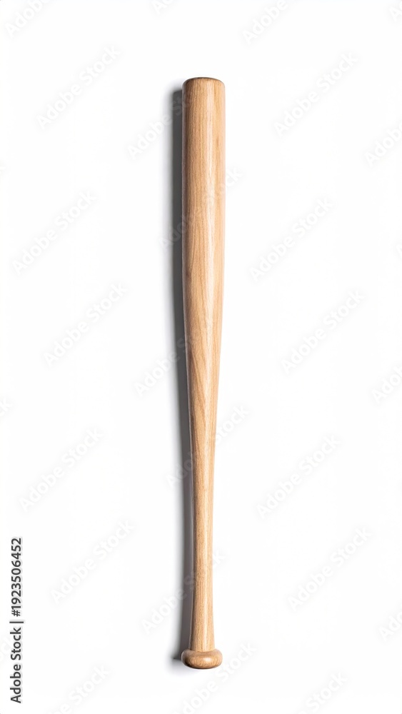Obraz premium Wooden baseball bat casts a long shadow on white