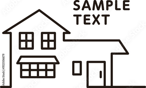 シンプル住宅線画の広告用見出し素材