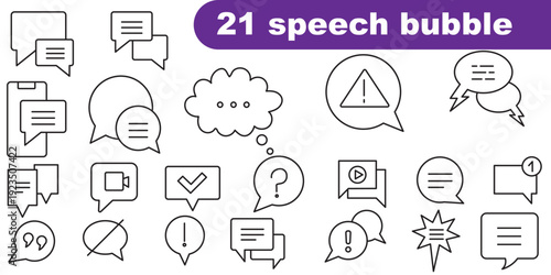Collection of diverse speech bubble shapes and styles on white background talk bubble thought bubble