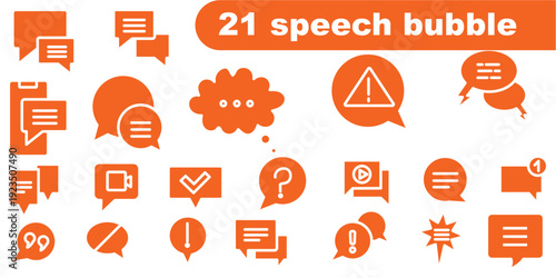 Popup bubble speech solid black icon set. Vector for message, comment, chat icon. Ideal for modern communication, dialog popups, Speech bubble, speech balloon, chat bubble and digital talk bubble set.