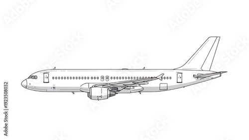Detailed vehicle autocad blueprint of an airplane viewed from the side in a technical illustration