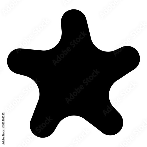Black blob star shape isolated on white background minimalist graphic element