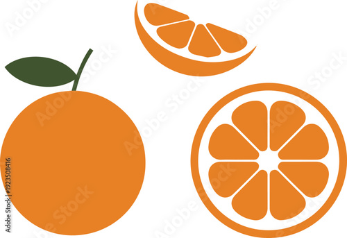 Orange fruit elements for packaging and labels