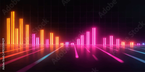 Blue digital sound wave illustration featuring a glowing music frequency equalizer line on a dark electronic technology backdrop with pulse energy
