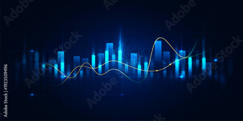 An abstract digital blue heart beat monitor screen displays a medical EKG wave line and health pulse graph for hospital technology diagnostic cardiogram